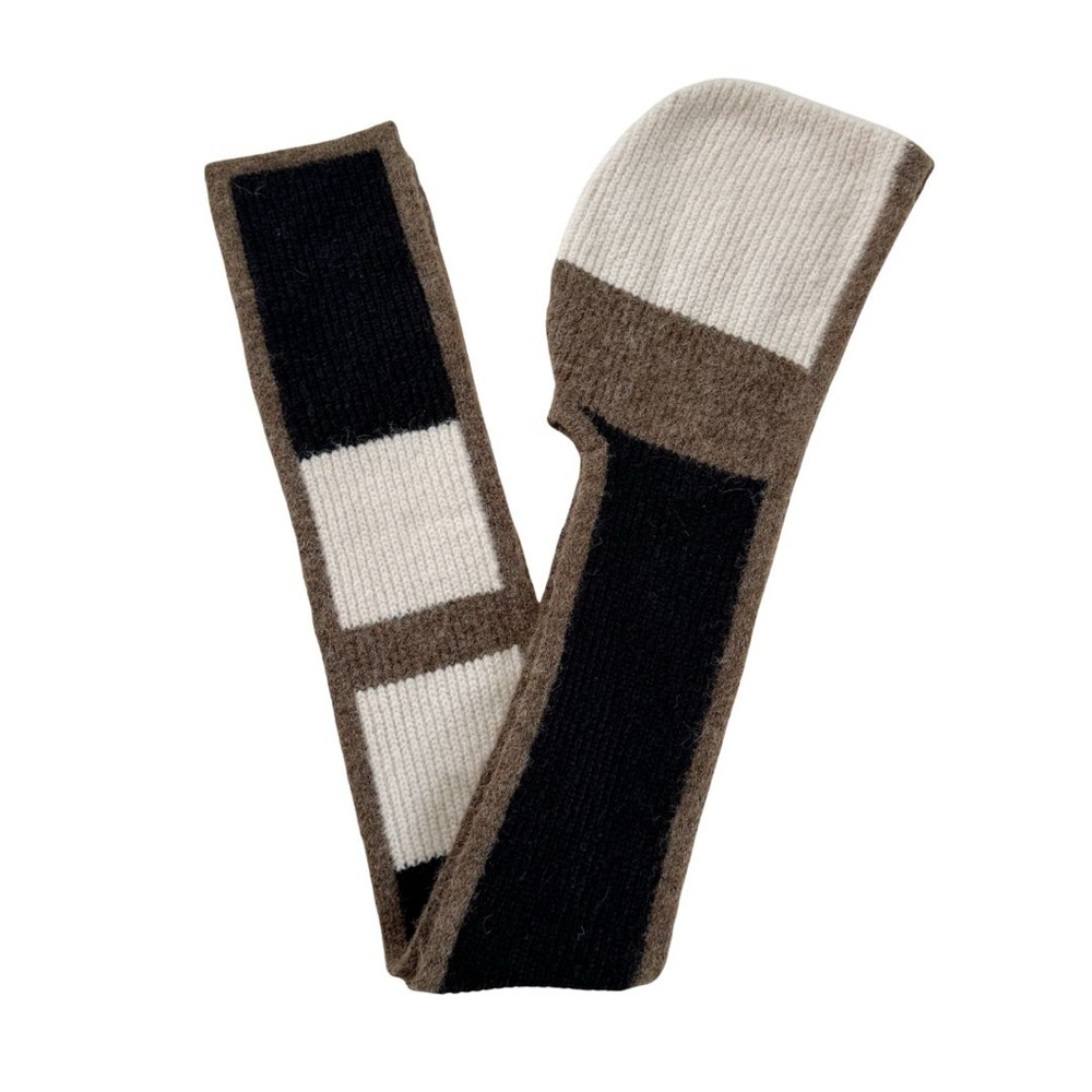 Zara Colourblock Knit Hood With Attached Scarf